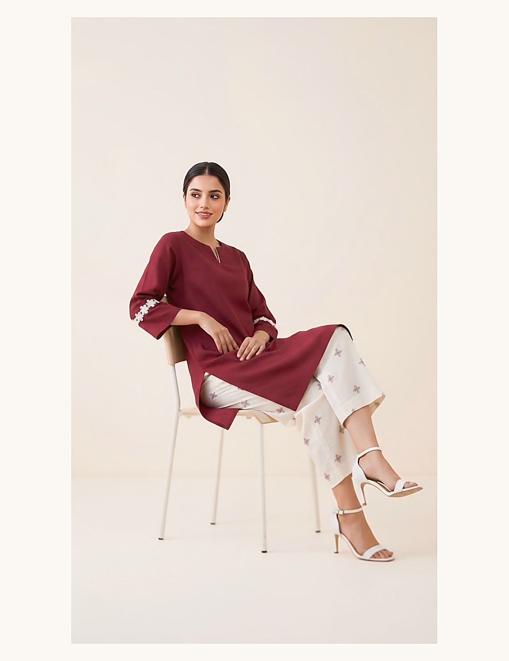 Maroon Minimal Kurta Set — YAR by Ayesha Rizwan