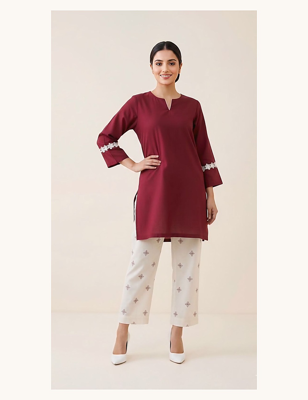 Maroon Minimal Kurta Set — YAR by Ayesha Rizwan